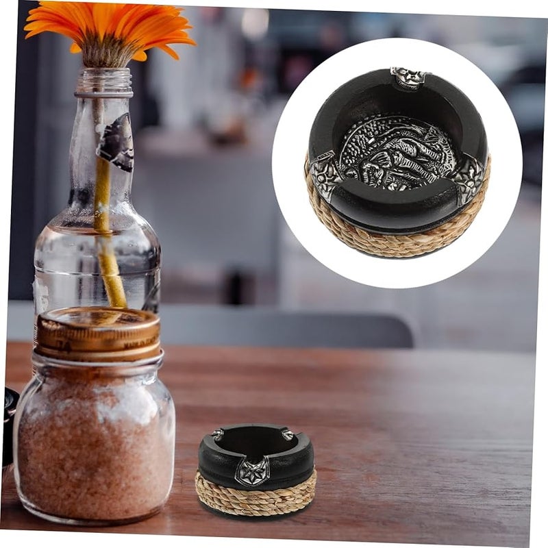 منفضة سجائر خشبية، حاوية رماد مدمجة للمنزل والمكتب، للداخل والخارج، مقاومة للبلى، بتصميم مستقر - Image 4